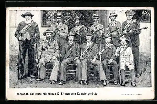 AK Transvaal, Ein Bure mit seinen 10 Söhnen zum Kampfe gerüstet