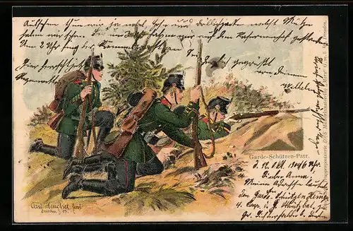 Künstler-AK sign. Carl Henckel: Harde-Schützen-Patr., Infanterie