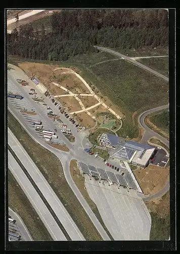 AK Ellwangen /Jagst, Rast- und Tankanlage Ellwanger Berge Ost aus der Vogelschau