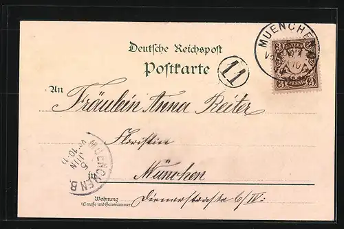 Lithographie Karlsruhe, Hoftheater, Schloss, Rathhaus