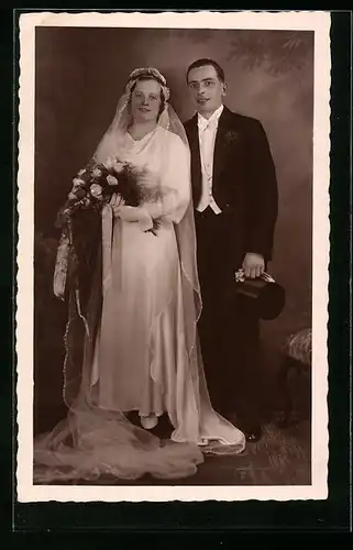 Foto-AK Vermählung eines glücklichen Paares 23.5.1936