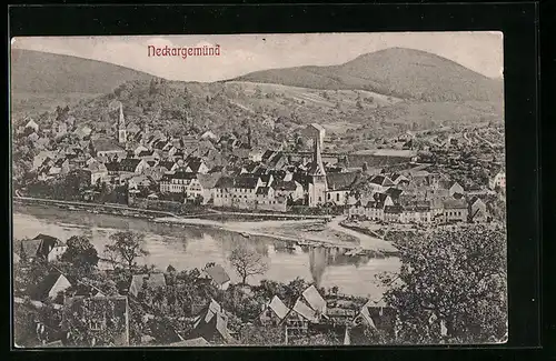 AK Neckargemünd, Ortsansicht mit Fluss