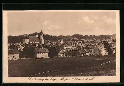 AK Lindenberg im bayr. Allgäu, Teilansicht mit Kirche