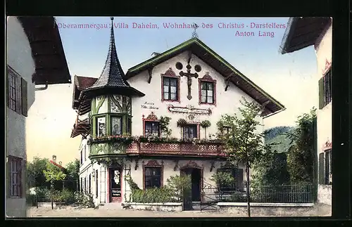 AK Oberammergau, Villa Daheim, Wohnhaus des Christus-Darstellers Anton Lang
