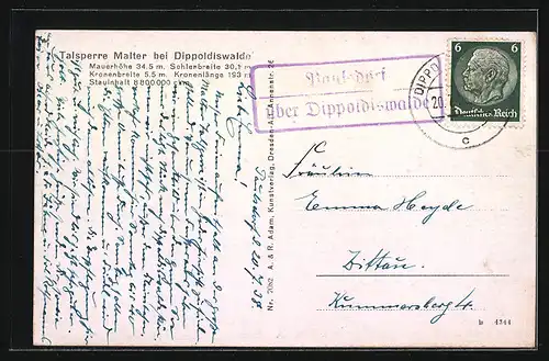 AK Malter /Dippoldiswalde, Gasthof zur Talsperre und Kurhaus, Dampfer