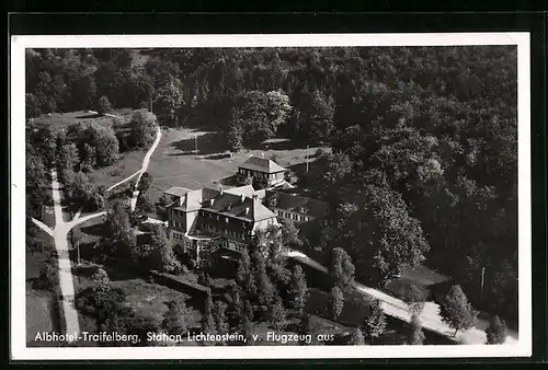 AK Lichtenstein /Wittbg., Albhotel Traifelberg vom Flugzeug aus