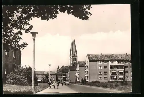 AK Halberstadt, Spiegelstrasse, Blick zum Dom