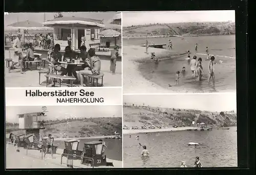 AK Halberstadt, Halberstädter See, Strand mit Besuchern, Naherholung