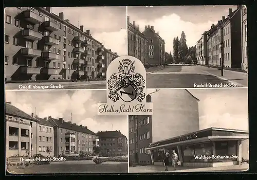 AK Halberstadt /Harz, Quedlinburger Strasse, Rudolf-Breitscheid-Str.