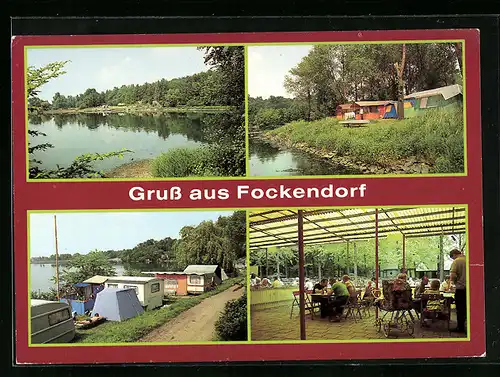 AK Fockendorf /Kr. Altenburg, Zeltplatz am Stausee Windischleuba, Konsum-Stauseegaststätte