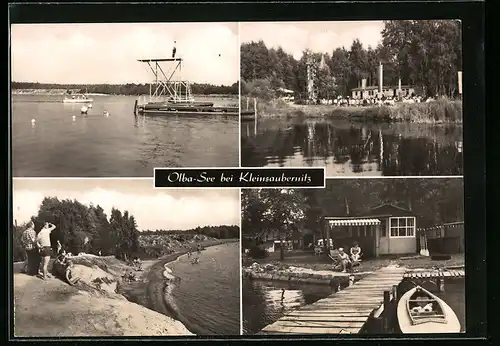 AK Kleinsaubernitz b. Bautzen, Olba-See mit Badegästen