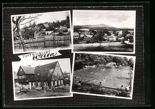 AK Weifa b. Neukirch, Blick nach dem Valtenberg, Oberlausitzer Umgebindehaus