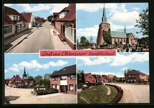 AK Oldenswort i. Nordfriesland, Ortsansichten mit Kirche