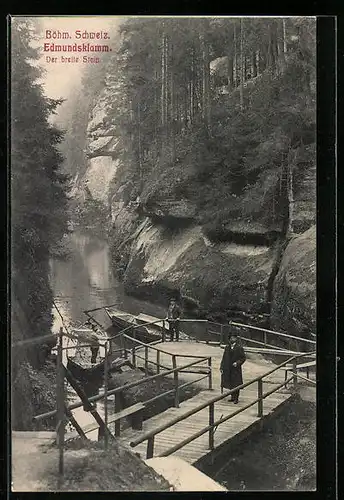 AK Edmundsklamm /Böhm. Schweiz, Der breite Stein