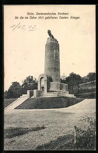 AK Kulm, Österreichisches Denkmal für die im Jahre 1813 gefallenen österreichischen Krieger