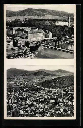 AK Tetschen-Bodenbach a. Elbe, Teilansicht, Kloster mit Brücke