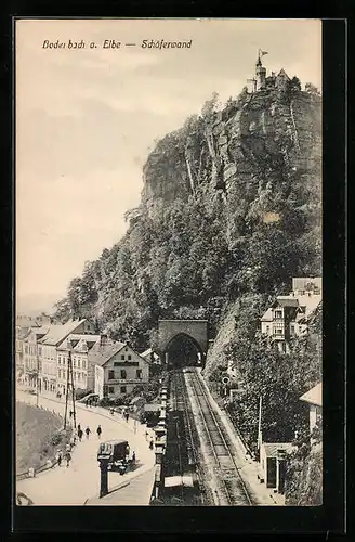 AK Bodenbach a. Elbe, Schäferwand mit Bahntunnel