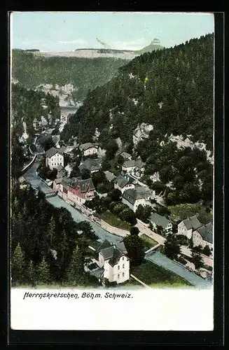 AK Herrnskretschen /Böhm. Schweiz, Panorama