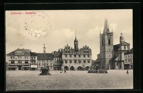 AK Leitmeritz, Blick auf Stadtplatz