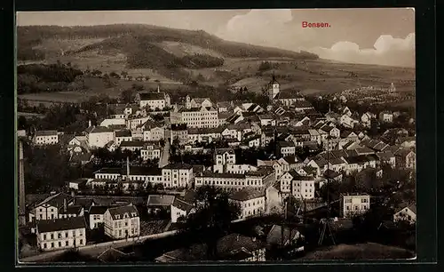 AK Bensen, Ortsansicht mit Bergen