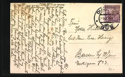 AK Dux, Ortsansicht, Marktplatz, Gewässer