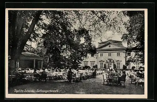 AK Teplitz-Schönau, Blick auf Schlossgartencafé