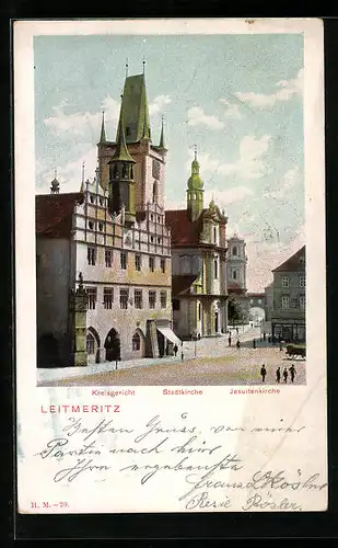 AK Leitmeritz, Kreisgericht, Stadtkirche, Jesuitenkirche