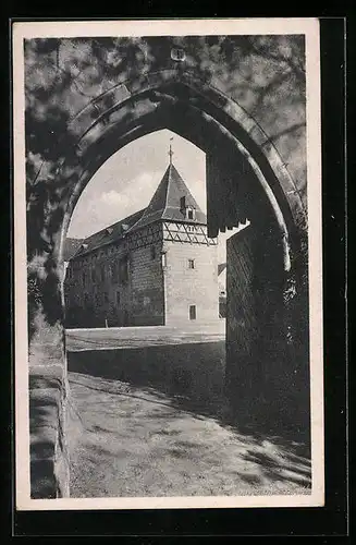 AK Budin a. d. Eger, Blick durch Tor