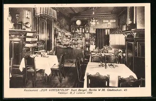 AK Berlin-Buch, Restaurant Zum Winterfeldt, Kurt Bergel, Gleditschstr. 45