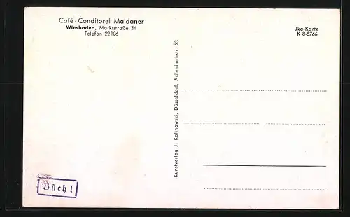 AK Wiesbaden, Café-Conditorei Maldaner, Marktstrasse 34