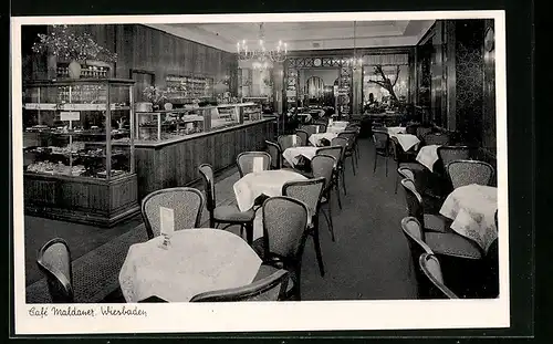 AK Wiesbaden, Innenansicht Café Maldaner, Marktstrasse 34