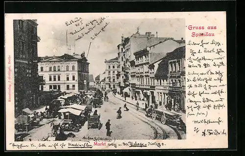 AK Berlin-Spandau, Blick auf den Markt