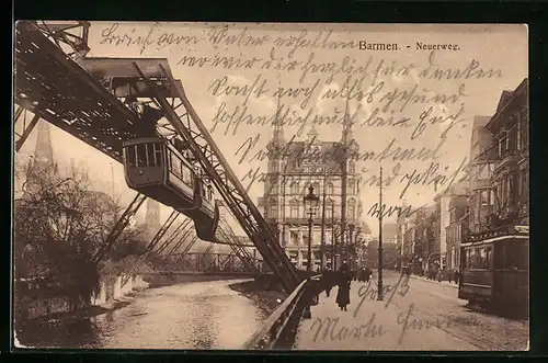 AK Barmen, Neuerweg, Schwebebahn