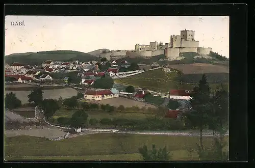 AK Rábi, Teilansicht mit Burg