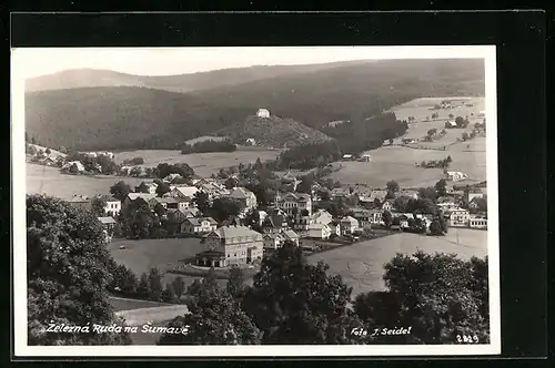 AK Zelerná Ruda na Sumave, Ortsansicht aus der Vogelschau