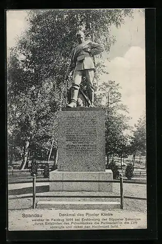 AK Berlin-Spandau, Denkmal der Pionier Klinke