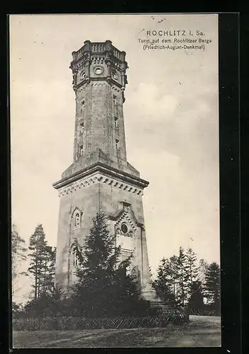 AK Rochlitz i. Sa., Turm auf dem Rochlitzer Berge, Friedrich-August-Denkmal