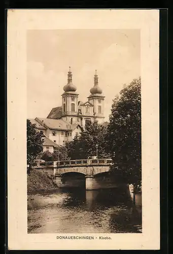 AK Donaueschingen, Kirche, Brücke
