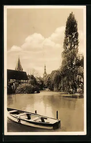 AK Soest, Partie am grossen Teich, Ruderboot