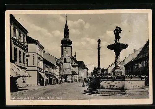 AK Falkenau am Eger, Platz mit Kirche