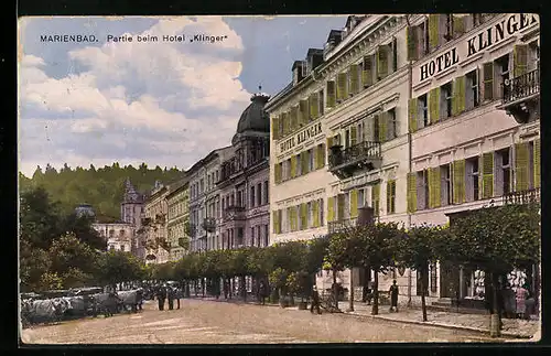 AK Marienbad, Partie beim Hotel Klinger