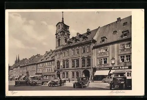AK Eger, Marktplatz mit Autos