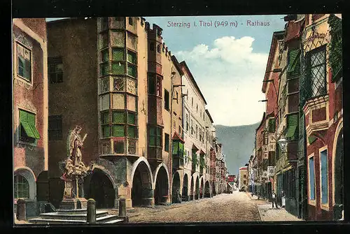 AK Sterzing, Strassenpartie mit Rathaus