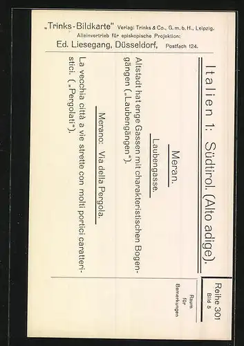 AK Meran, Partie in der Laubengasse