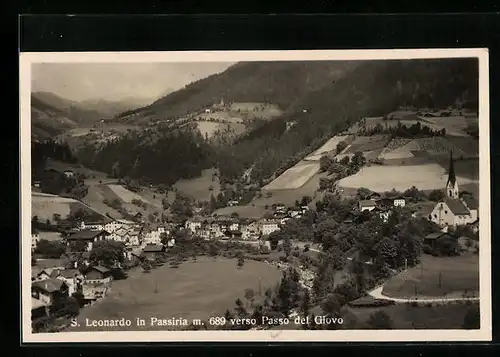 AK S. Leonardo di Passiria, Teilansicht, Kirche, Passo del Giovo