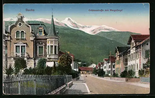 AK Buchs, Grünaustrasse mit Margelkopf