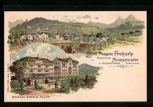 Lithographie Morschach, Hotel Pension Frohnalp, Ambros Eberle