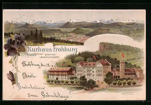 Lithographie Läufelfingen, Kurhaus Frohburg