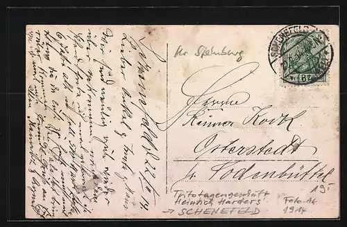 Foto-AK Schenefeld, Trikotagengeschäft Heinrich Harders 1914