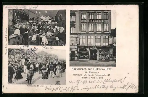 AK Hamburg-St. Pauli, Restaurant zur Holsten-Halle, Inh.: W. Hennings, Casperle-Theater
